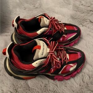 Balenciaga Kids Red and Pink Sneakers
